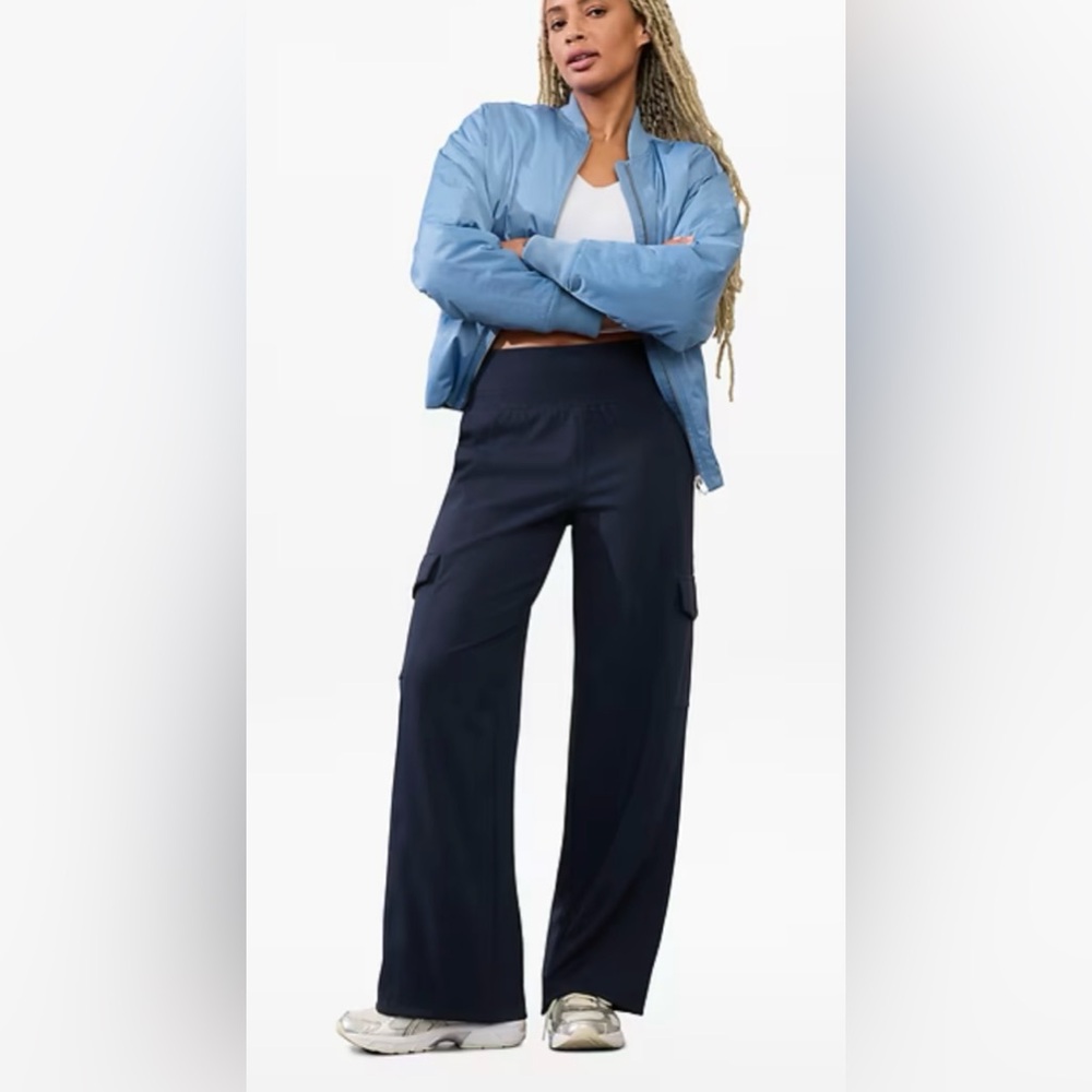 Athleta Black Venice High Rise Wide Leg Cargo Pant